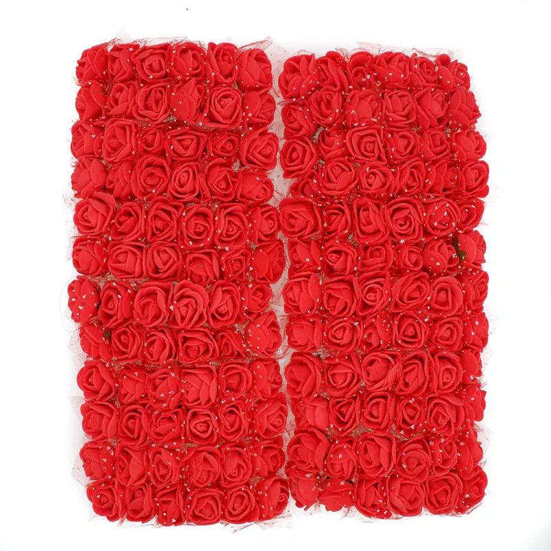 red 144 шт Искусственные розы из пенопласта для украшения 2 см искусственные цветы для домашнего декора мини ПЭ пенные цветы головки DIY Роза медведь - Цвет: red