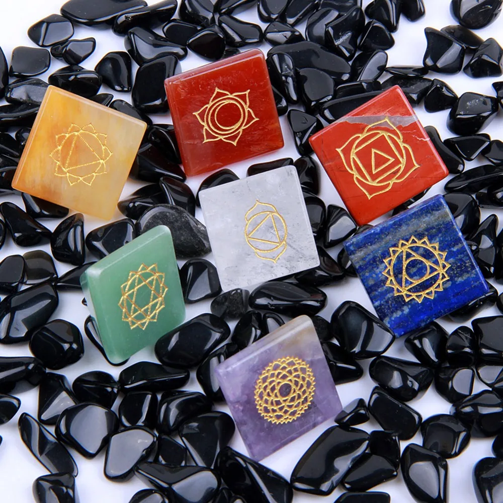 Яйе натуральный 7 Чакры камни резная Пирамида Статуя кристалл для исцеления чакр