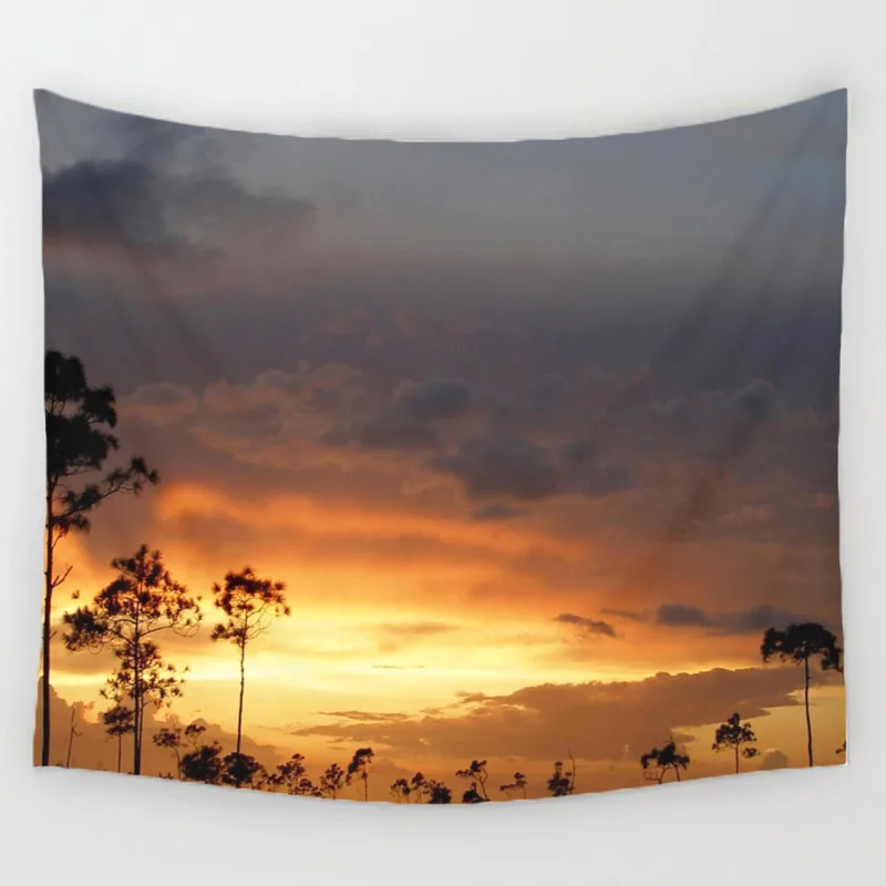 Monily натуральный живописный полиэстер Фэнтези Замок дерево напечатанный