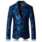 Мужской пиджак из золотого вельвета, деловой дизайнерский блейзер с цветочным принтом, банкетный блейзер для выпускного вечера, 2019