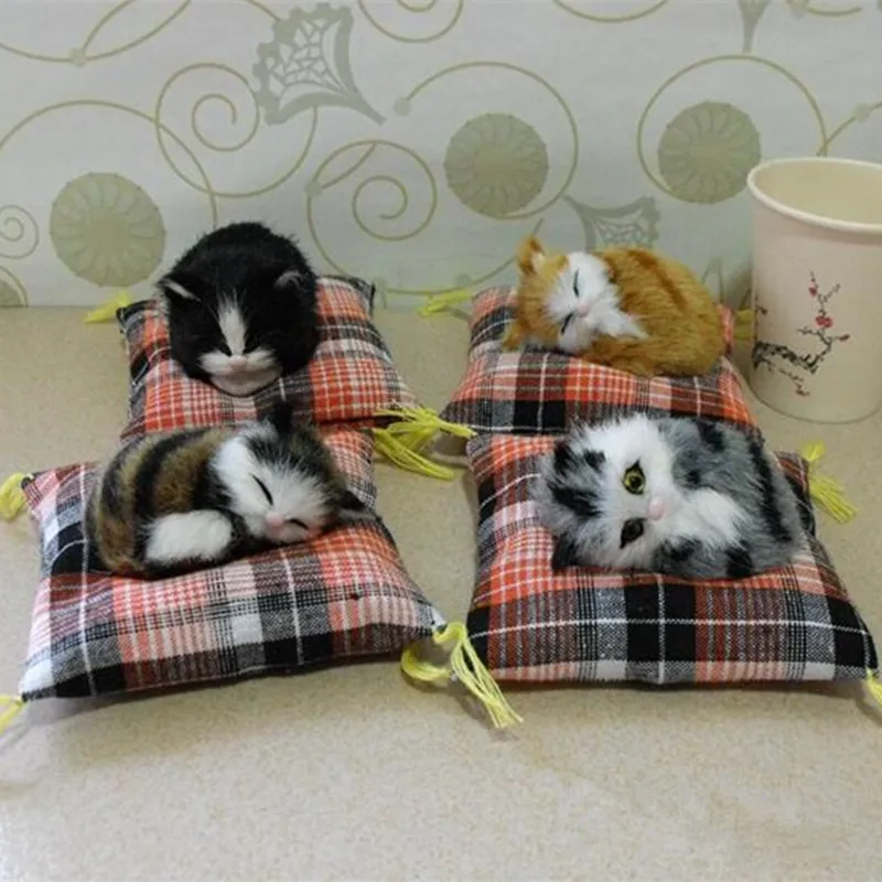 Реалистичный Кот ZILIN с подушкой/мини спящий Кот/украшение для автомобиля детский