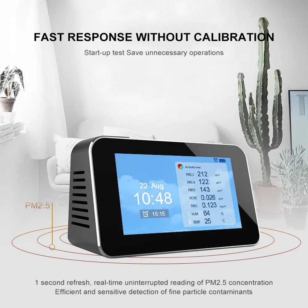 Детектор качества воздуха PM1.0 PM2.5 PM10 TVOC HCHO формальдегид измеритель температуры