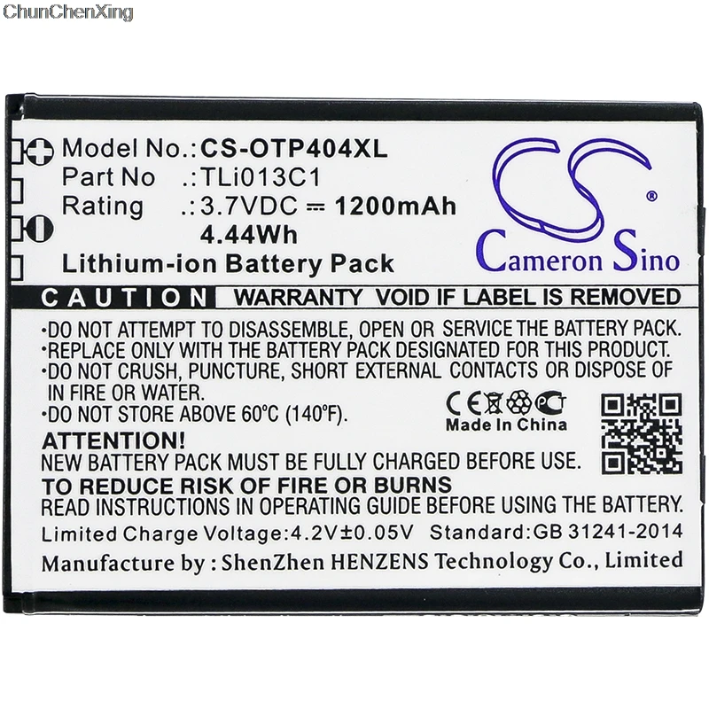 Аккумулятор Cameron Sino 1200mAh TLi013C1 для Alcatel One Touch Go Flip OT 4043S 4044T|Аккумуляторы мобильных