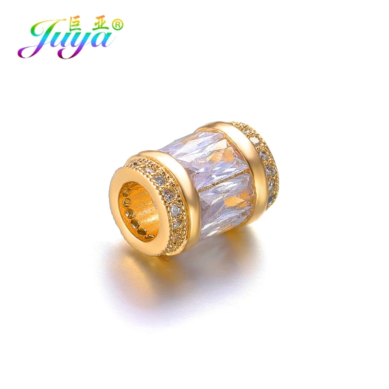 

Juya DIY Natural Stone Crystals Beadwork Jewelry Beads Charms Handmade Cubic Zirconia Large Hole Copper Beads For Jewelry Making
