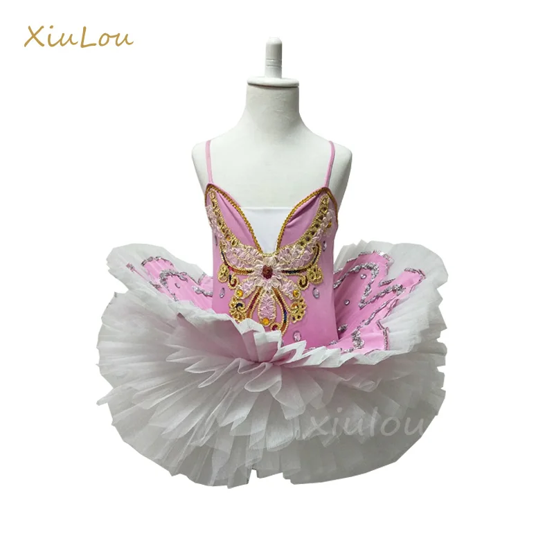 Синие желтые белые розовые балетные костюмы с юбкой пачкой для девочек детское