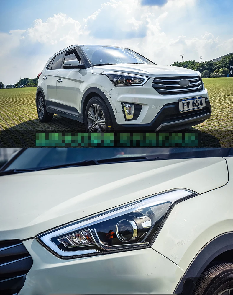 Автомобильный Стильный чехол для фары hyundai Creta- IX25 светодиодный фонарь DRL H7 D2H Hid вариант Angel Eye Bi Xenon