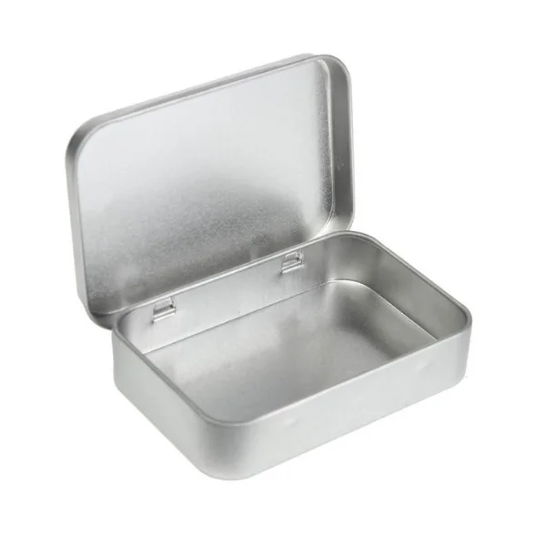 

100pcs Plain silver tin box 8.8x6x1.8cm, rectangle tea mint candy business card usb storage box case