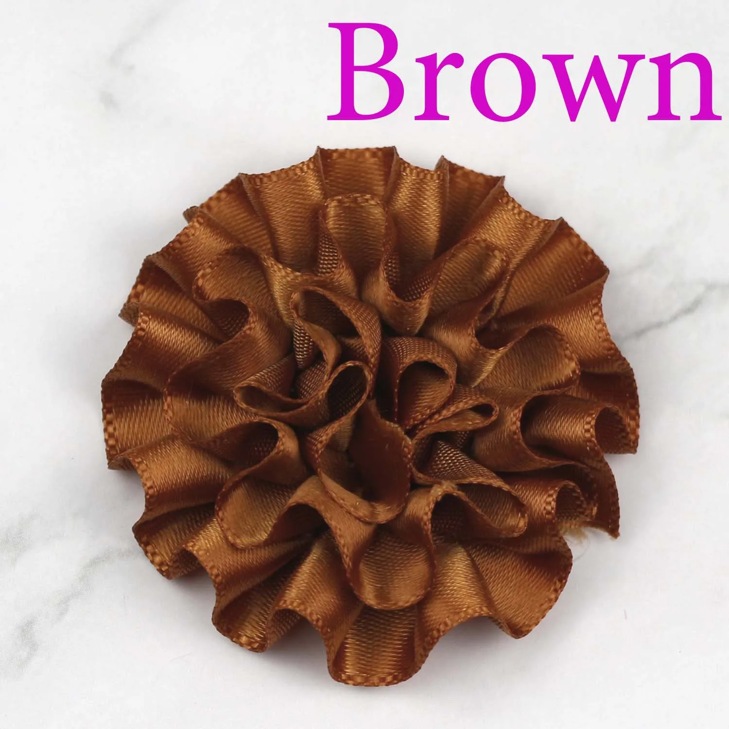 brown 10-100 шт " атласная лента цветы пиона Аппликации/ремесло/Свадебные украшения DIY для пошива швейных изделий принадлежности DIY повязка на голову 5x5 см - Цвет: brown