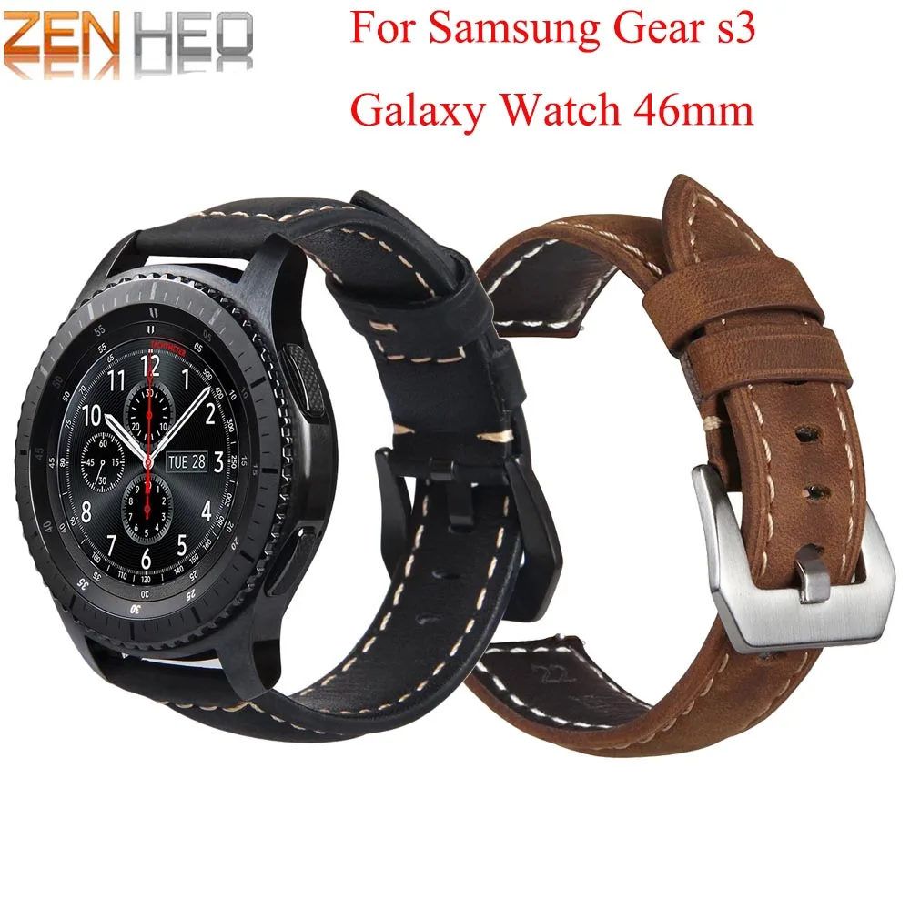Кожаный браслет для Samsung Gear S3 Frontier band Galaxy watch 46 мм ремешок смарт часов 22