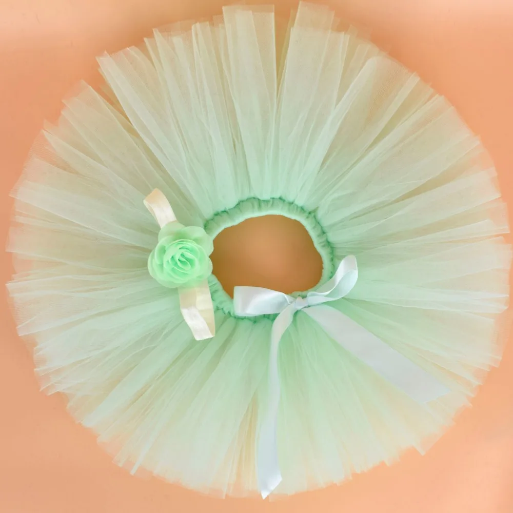 Мятная пушистая юбка-пачка и повязка на голову для маленьких девочек комплект