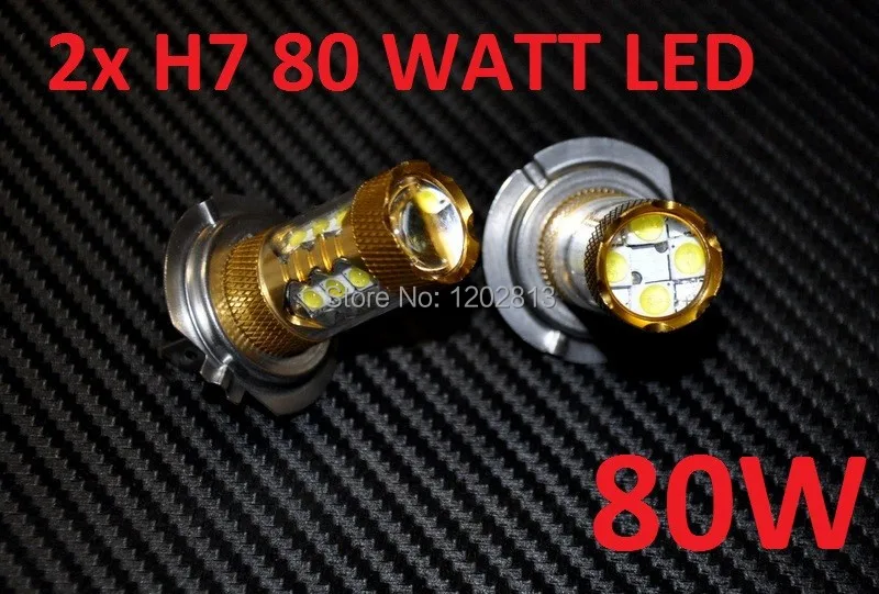 Бесплатная доставка 2 шт. 80 Вт белый Weiss 6000K светодиодный H7 W Canbus ватт Abendlicht 12V/24V +