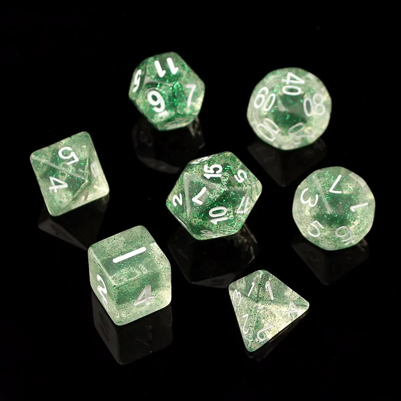 7 шт./компл. и блеск TRPG игровые кубики для D4-D20 Multi по бокам кости 4/6/8/10/12/20 сбоку принадлежность для игр