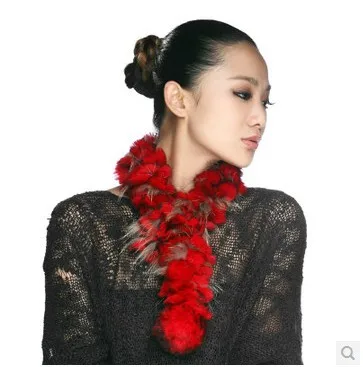 (TopFurMall) Winter Women's Real Natural Ruffled Rex Rabbit Fur Scarves Lady Warm Muffler Female Pashmina Scarf VK1452 |
