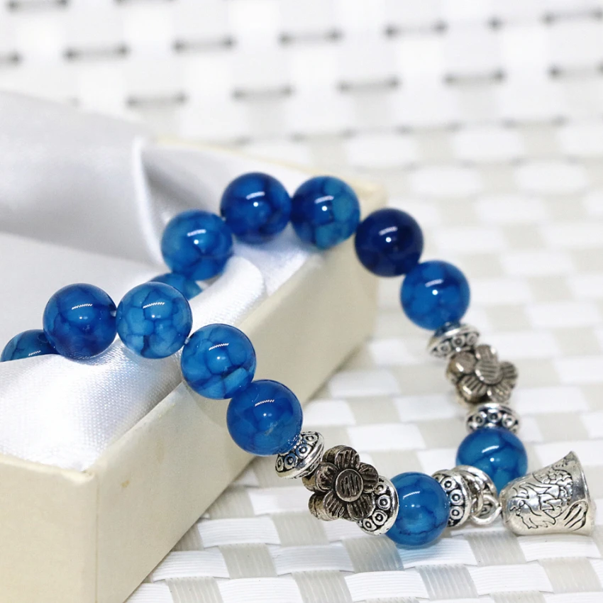 Оптовая цена природного камня синий попкорн Агат Оникс Сердолик 8 мм Круглые