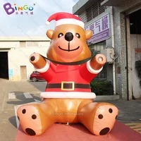 Personalized 3.5m tall inflatable christmas bear / brown bear inflatable / 11.5 feet inflatable sitting bear toys