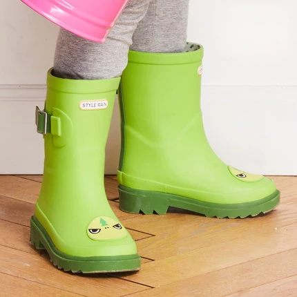 Green Monster DRIPDROP Детские резиновые сапоги Непромокаемые сапоги для мальчиков и девочек с пряжкой Детская обувь Детские сапоги - Цвет: Green Monster