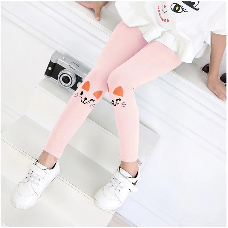 Летние леггинсы для девочек хлопковые брюки до щиколотки с мультяшным принтом