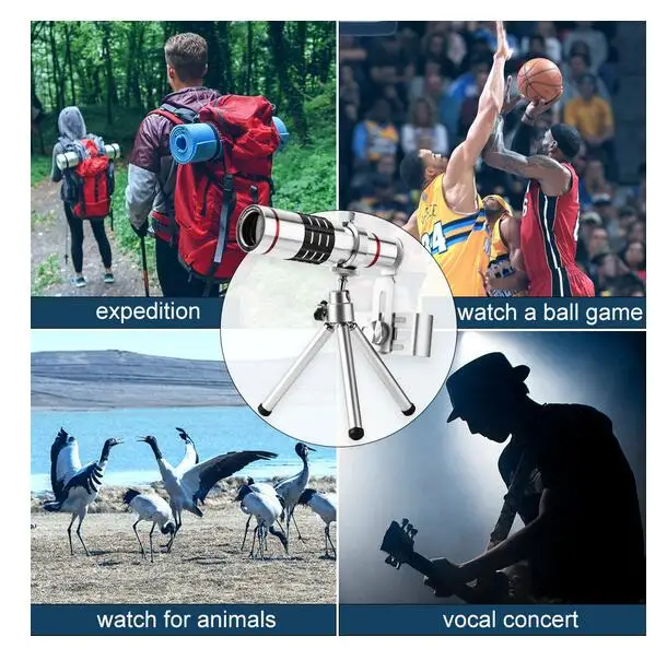 18x Лупа Ручной фокус телеобъектив + чехол для телефона салфетка очистки селфи