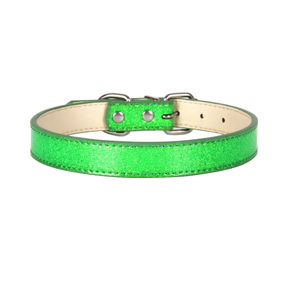 Bling из искусственной кожи товары для домашних животных, собаки ошейник для маленькой большой всех собак XS/S/M/L/XL/XXL/XXXL/4XL/5XL золото поводок для щенка собаки аксессуары - Цвет: Green