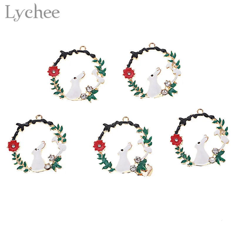 Lychee 5 шт. трендовая кристальная эмалированная гирлянда Подвески Кролик DIY