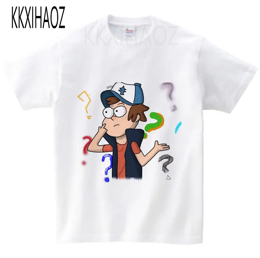 white childreT-shirt KKXIHAOZ/Детские топы для маленьких девочек, хлопковая футболка с короткими рукавами и рисунком Гравити Фолз, рубашка Enfant, Милая футболка с круглым вырезом для маленьких мальчиков, NN - Цвет: white childreT-shirt