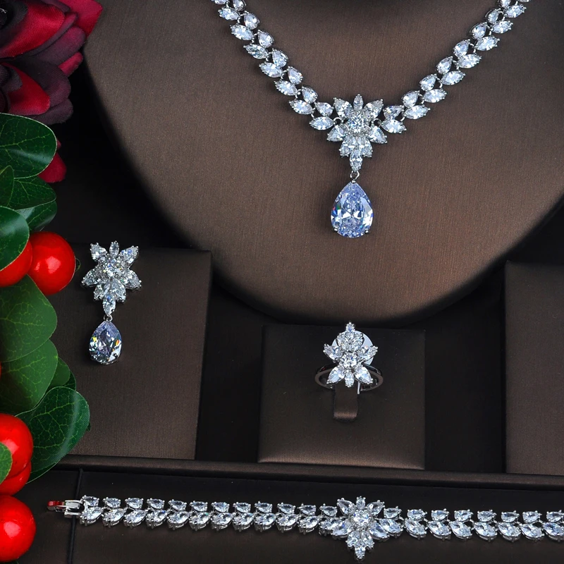 Комплект из колье и серёг с фианитом S069|earring necklace set|fashion setnecklace set |