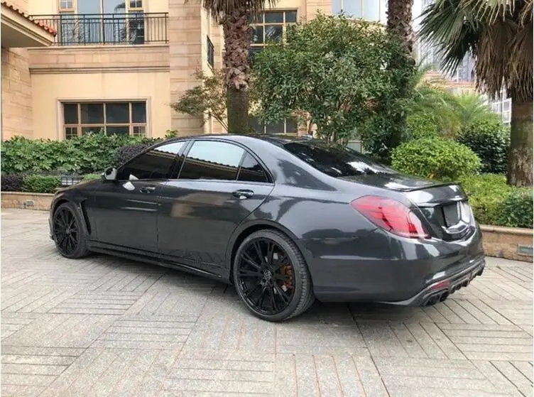 Углерода Finber 4 розетки задний бампер диффузор с выхлопные советы для BENZ W222 S63 S65 BY EMS