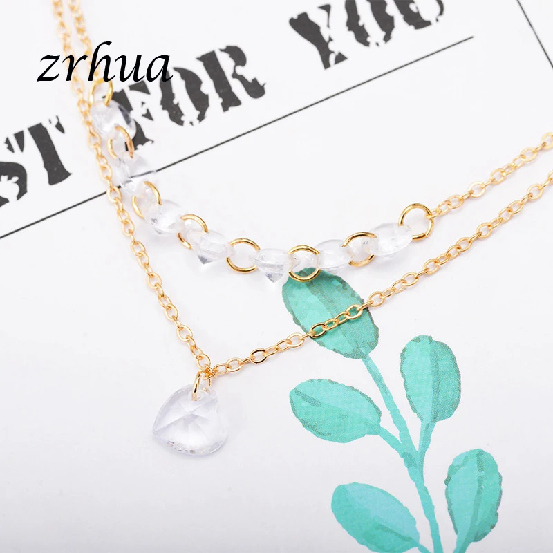 Женский двухрядный браслет ZRHUA элегантный золотого цвета с милым сердцем и