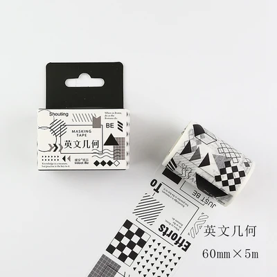 

6cm 5m 1 pcs black white Geometric figure washi tape DIY Scrapbook Sticker Label Masking home decor