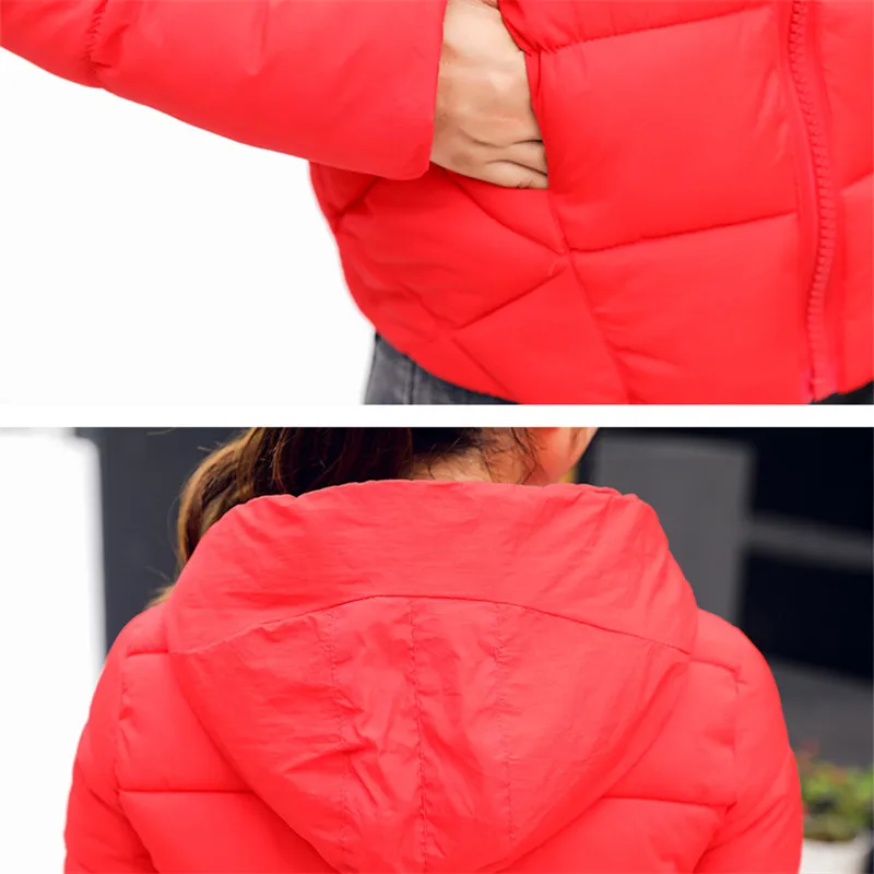 

Winter Women Outerwear 2018 Fashion New Thick Loose Female Down Cotton Jacket Short Hooded Long-Sleeved Warm Ladies Parkas Cw568