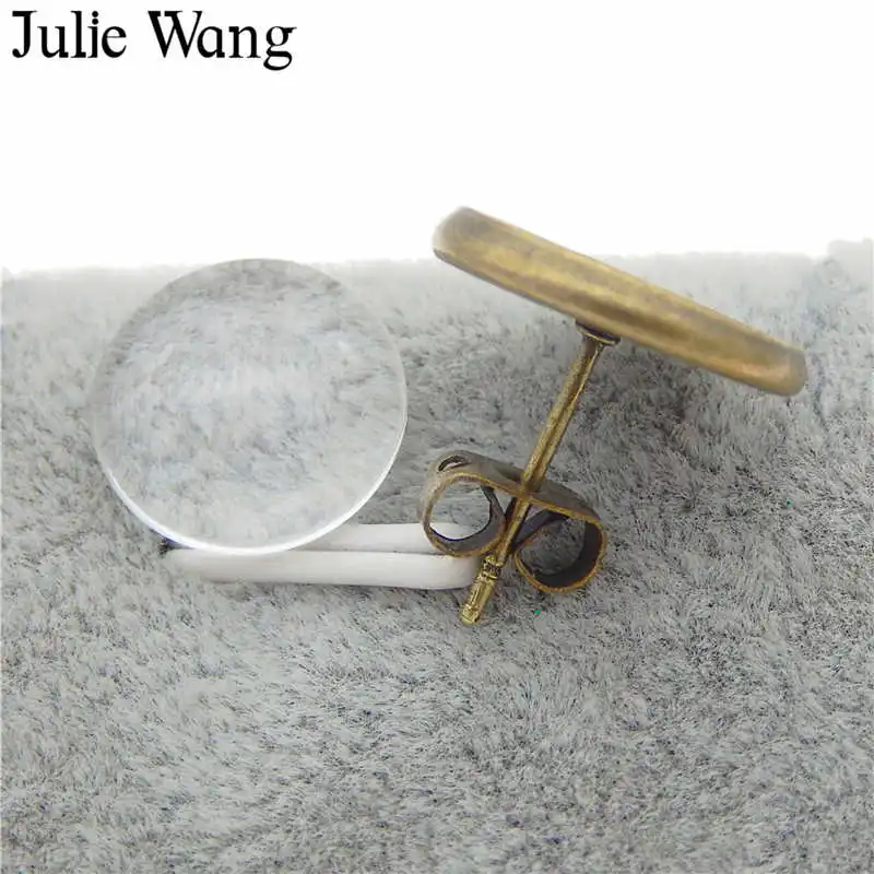 Julie Wang 20 шт. 12/14 мм серьги гвоздики железная основа для кабошона со стеклом