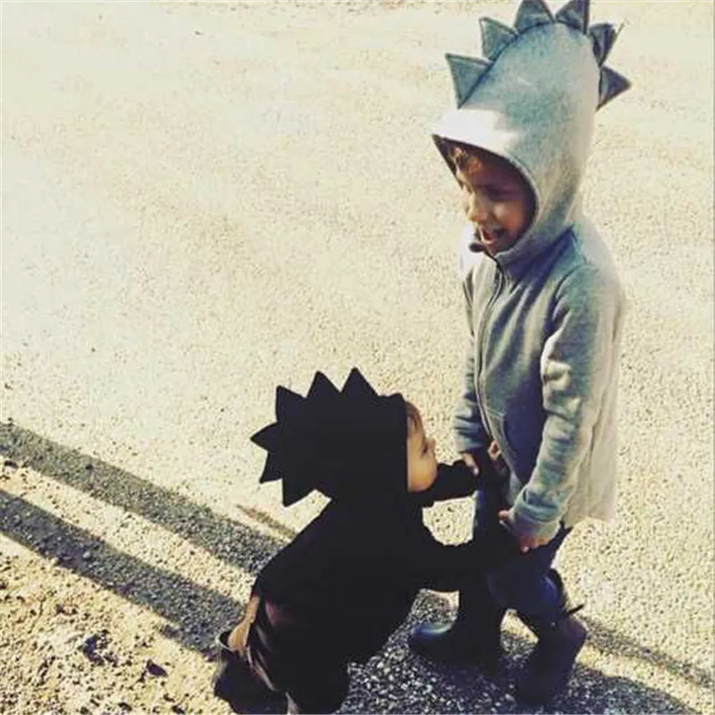 Детский хлопковый костюм с капюшоном на молнии длинным рукавом|dinosaur hood|baby dinosaurboys