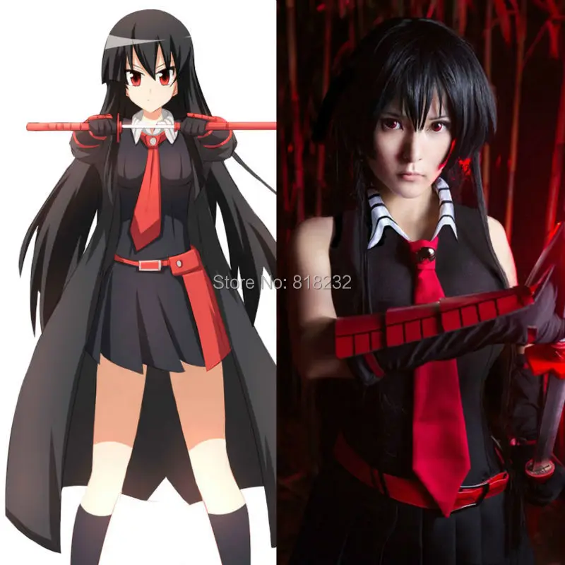 Черное платье без рукавов Akame ga KILL Униформа костюмы для косплея аниме |