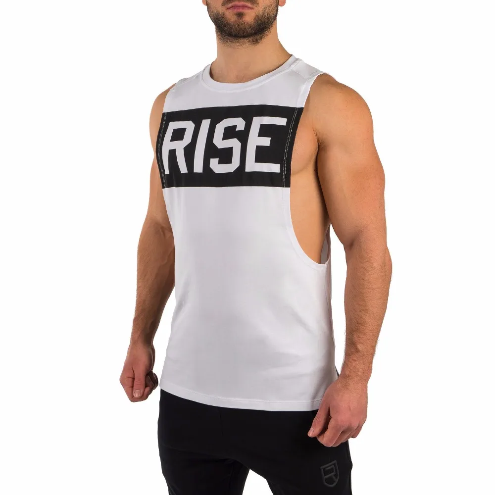 Новые мужские майки для фитнеса RISE Muscle Стрейчевые хлопковые топы без рукавов