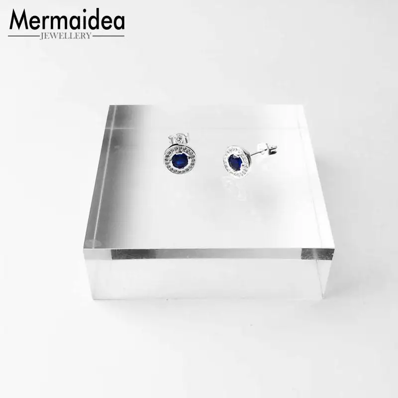 Темно синие круглые серьги гвоздики 2020 новые Кристальные модные ювелирные