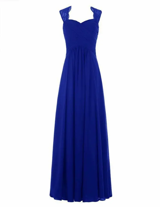 Royal Blue ТРАПЕЦИЕВИДНОЕ шифоновое кружевное плиссированное платье с открытыми плечами, недорогие платья подружки невесты, платья для свадебной вечеринки, robe de soiree, на шнуровке - Цвет: Royal Blue