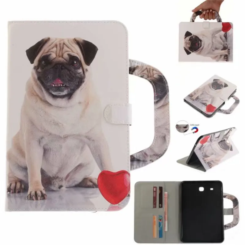 Tablet Case For Samsung Galaxy Tab E 9.6&quot T560 Handle Flip Cover Stand Leather Wallet Coloured drawing Tiger Lion wolf Coque |