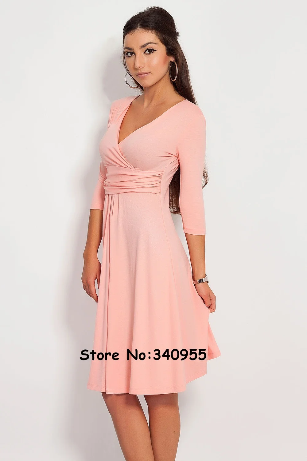 pink D0483 Aamikast, бодикон, v-образный вырез, рукав три четверти, новая мода,, женские платья, весна-осень, вечерние, Коктейльные, повседневные платья - Цвет: pink D0483