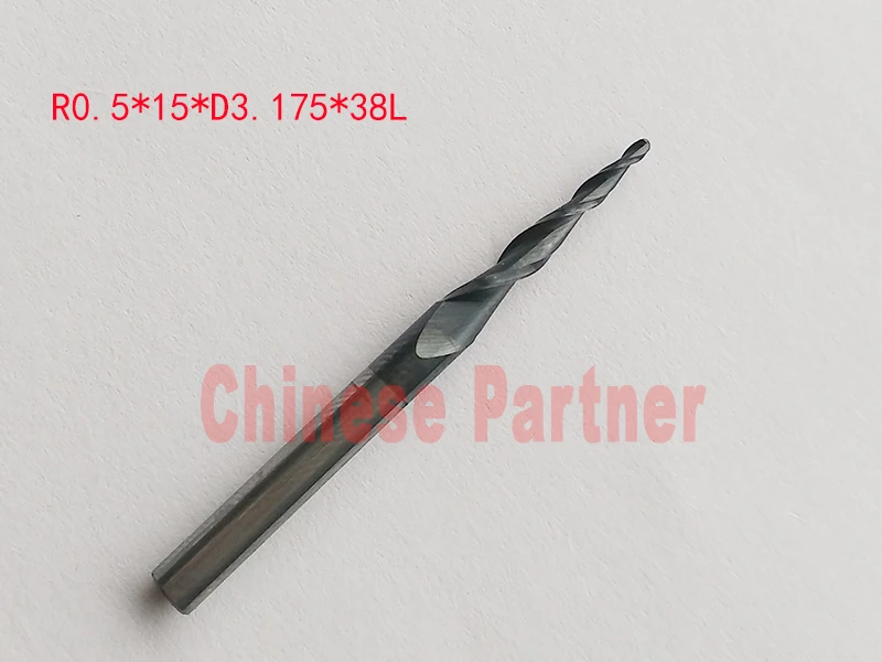 R0.25/R0.5/R0.75/R1x15xD3.175x38L 1/8 &quotхвостовик HRC55 Карбид конические концевые фрезы для носа