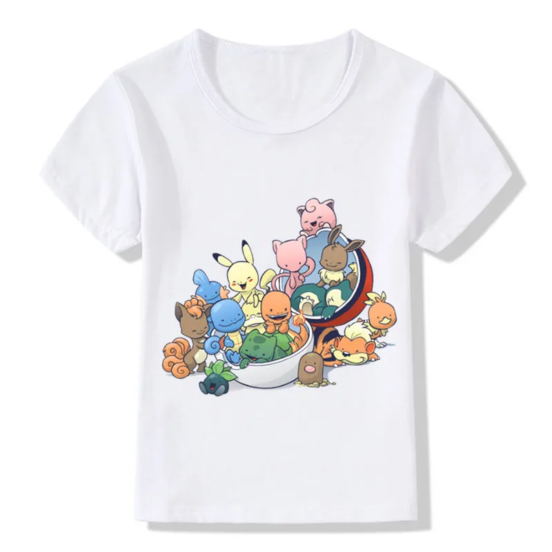 Детская одежда детская забавная футболка с героями мультфильмов Pokemon Go Spirits Got Fit