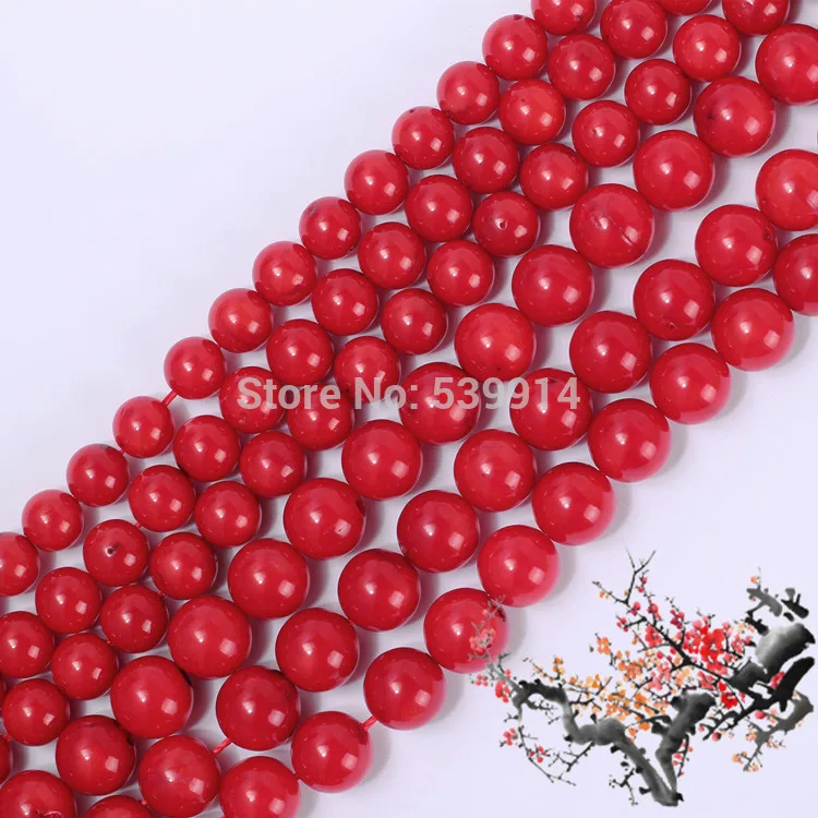 Круглые бусины из красного коралла 3/4/5/6/8/9 мм|beads 3mm|red coral beadsbeads for jewelry making |