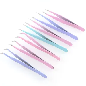 1 шт. новые розовые и зеленые инструменты из нержавеющей стали изогнутые прямые пинцеты для ресниц