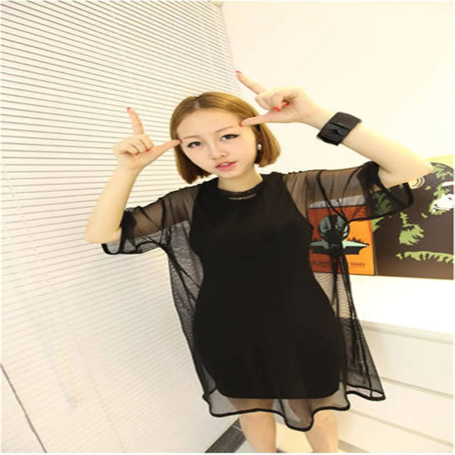 Thefound/Новинка пикантная Женская сетчатая прозрачная блузка с короткими рукавами