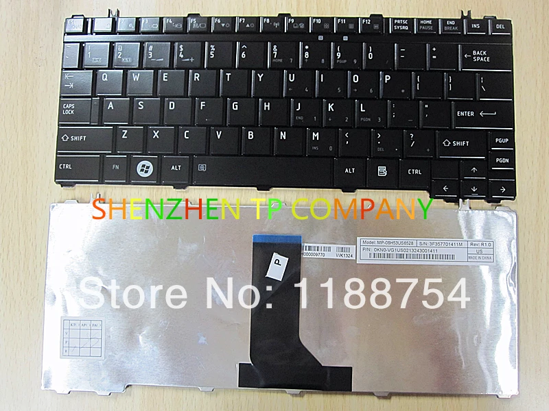 Клавиатура для ноутбука Toshiba Satellite M832 M800 M900 T130 T132 T133 T135 U400 U500 us черная блестящая|laptop