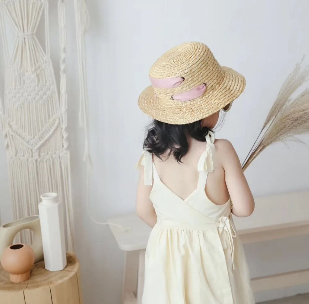 kids dresses Romantic summer dress solid color bow tie strap lovely baby girls clothes Cotton&amplinen comfortable fabric | Детская