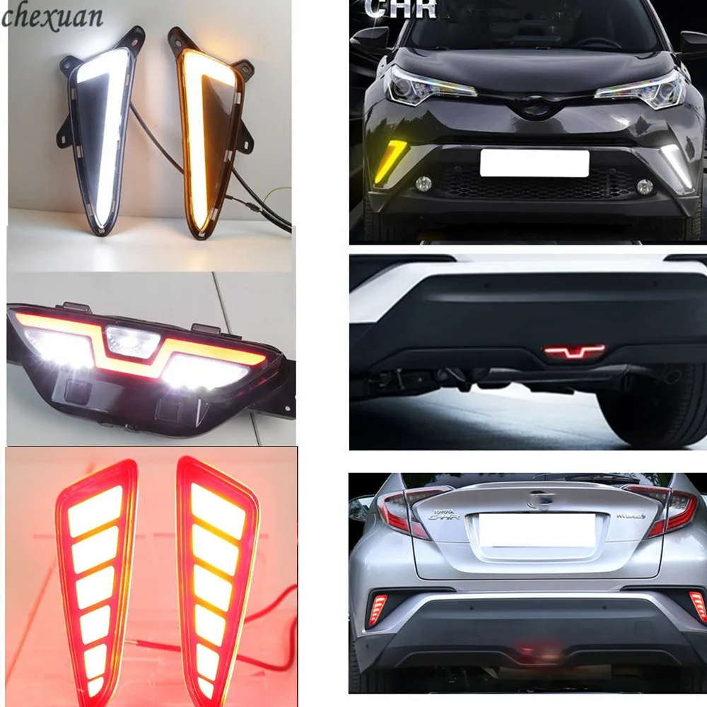 1 комплект для TOYOTA C-HR ЧР 12V светодиодный дневные ходовые огни Габаритные огни Задний бампер ABS противотуманный фонарь стоп-сигнал светильник светодиодный