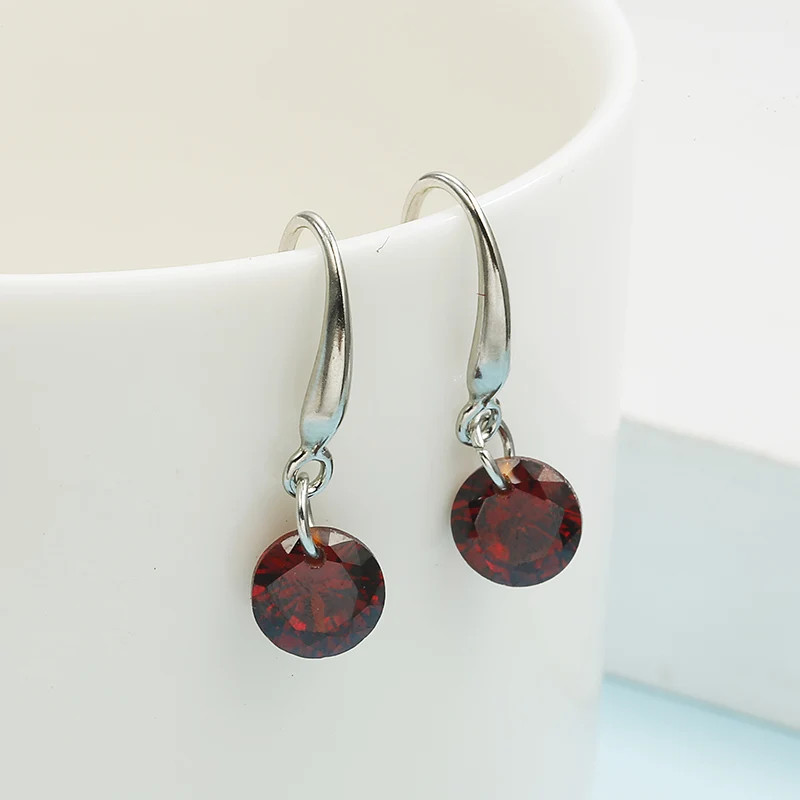 2018 Роскошные серьги-гвоздики для женщин 12 цветов круглые с кубической подвеска