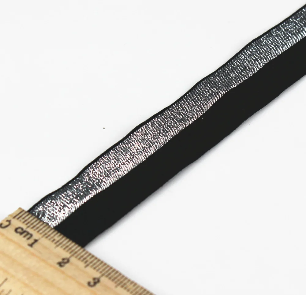 Черно-серебристая эластичная стрейч-лента 19 мм лента отделочная для детской