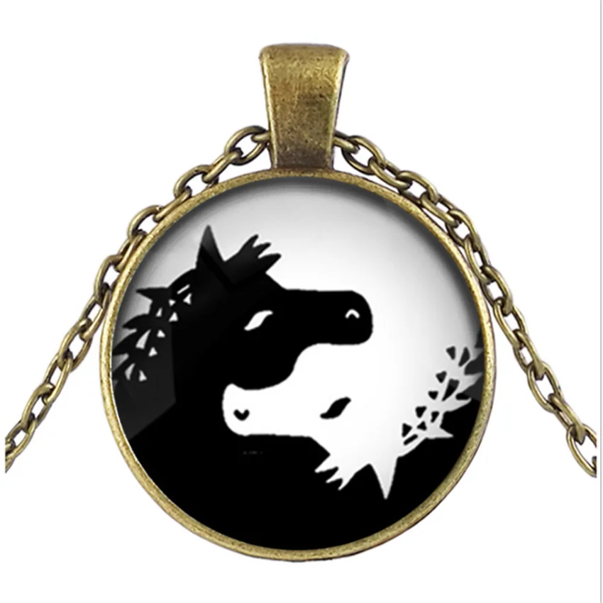 Новинка 2017 ожерелье-подвеска драгоценные камни рисунок Тай Чи черно-белая лошадь