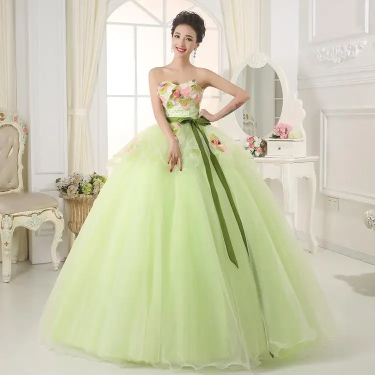 Мятно-зеленое бальное платье без бретелек Quinceanera Дешевое вечернее платье прозрачная ткань с аппликацией и стразами Vestidos De 15 Anos Длина пола Robe De Bal - Цвет: Mint Green